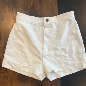 Vintage Drifter Womens White High Waisted Denim Shorts Cuffed Size 14 Retro‎ 90s